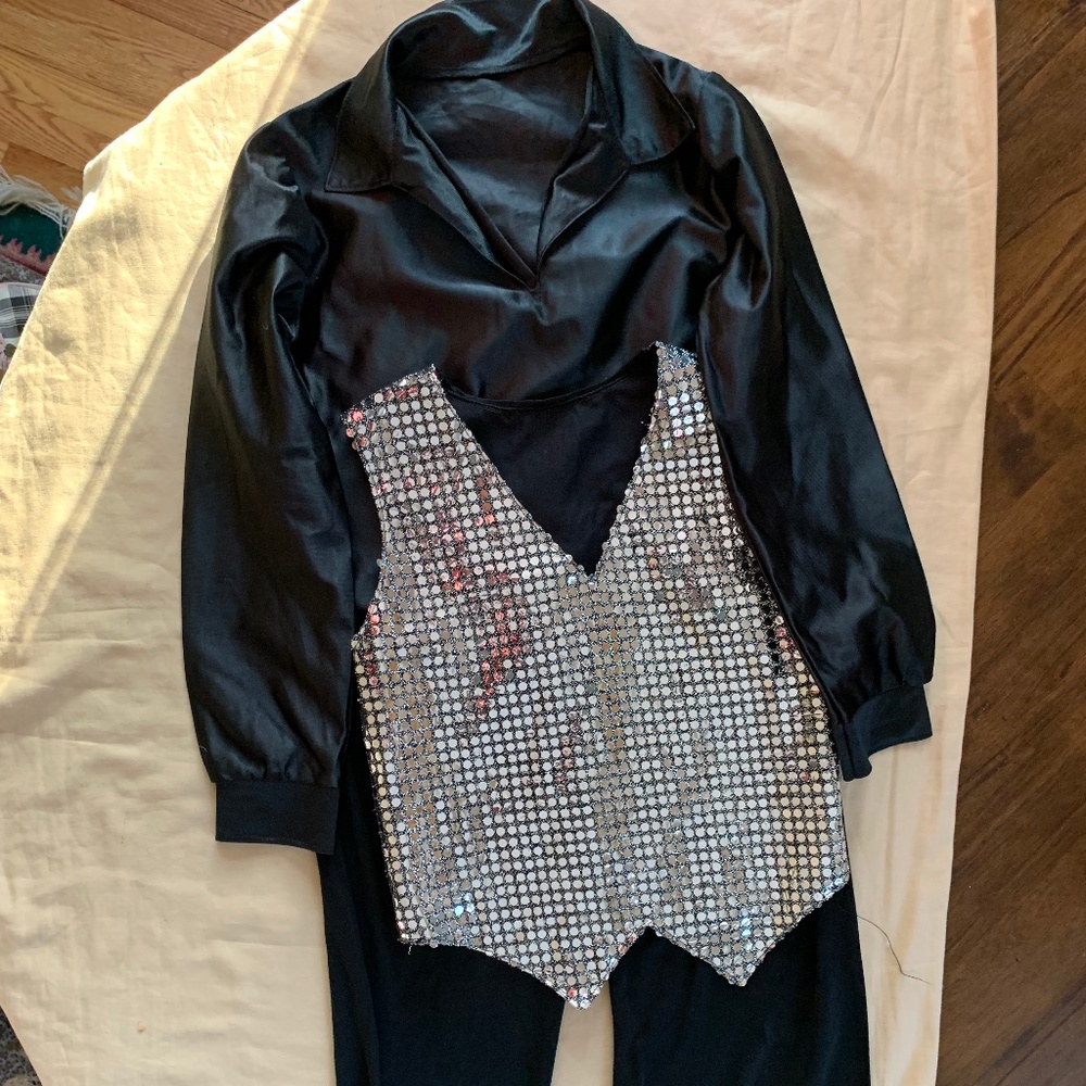 Boy dance wear Lot of 3 pieces black blouse size Medium Vest size Large Pants U2